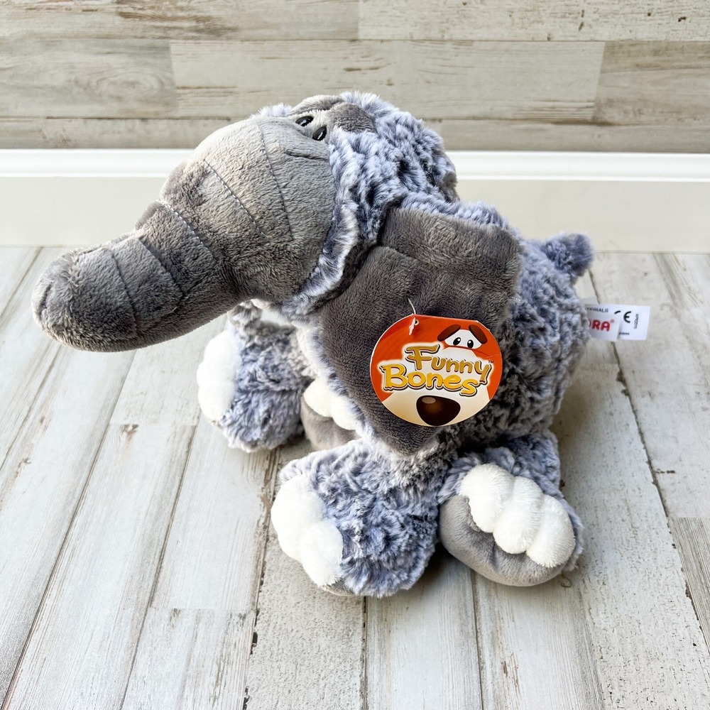 NWT Aurora Plush Elephant 13" Funny Bones Gray Stuffed Animal Toy Gift Posable